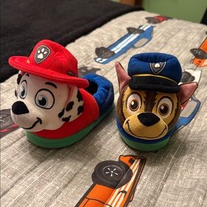 Paw Patrol Kids Plush Slippers - Red & Blue Character Slip-Ons